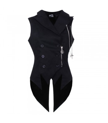 Men Gothic Vest Vampire Long Tailcoat Cotton Vest